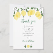 Baby shower Dank je gedicht leemons Bedankkaart (Voorkant)