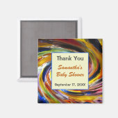 Baby shower Dank je gedraaid kleurige keepslag Magneet (Voorkant / Achterkant)