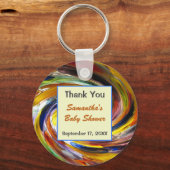 Baby shower Dank je gedraaid kleurige keepslag Sleutelhanger (Voorkant)