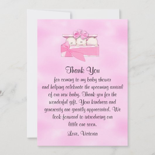baby shower Dank je, het is Triplets Girl Kaart (Voorkant)