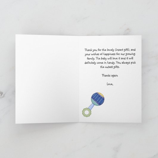 Baby shower Dank je kaart voor Boy (Binnen)