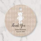 Baby shower Dank je Teddy Bear | bruin Bedankjes Labels (Voorkant)