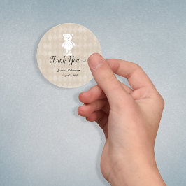Baby shower Dank je Teddy Bear | bruin Ronde Sticker