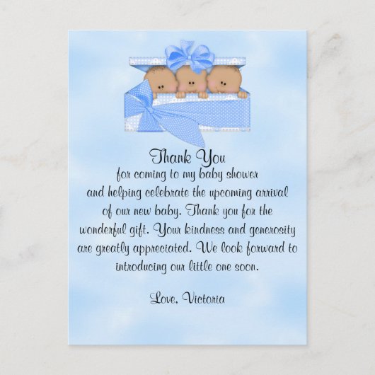 Baby shower Dank je wel, het is Triplets Boy Ethni Briefkaart (Voorkant)