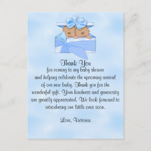 Baby shower Dank je wel, het is Twins Boy Ethnic Briefkaart