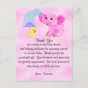 Baby Shower Dank Je Wel Meisje Olifant Briefkaart