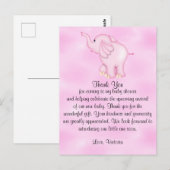 Baby Shower Dank Je Wel Meisje Olifant Briefkaart (Voorkant / Achterkant)