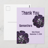 Baby Shower Dank Je Wel Paarse Bloem Bedankt Briefkaart (Voorkant / Achterkant)