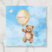 Baby shower dank schattige teddybeer roze in blauw bedankjes labels (Voorkant)