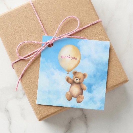 Baby shower dank schattige teddybeer roze in blauw bedankjes labels