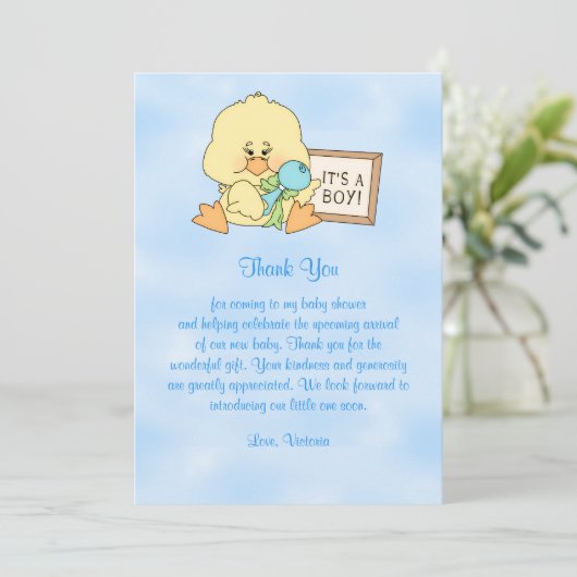baby shower Dank u Baby Duck Kaart (Staand voorkant)