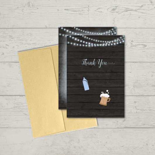 Baby shower Dank u Baby is brouwen blauw Bedankkaart