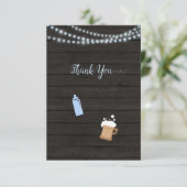 Baby shower Dank u Baby is brouwen blauw Bedankkaart (Staand voorkant)