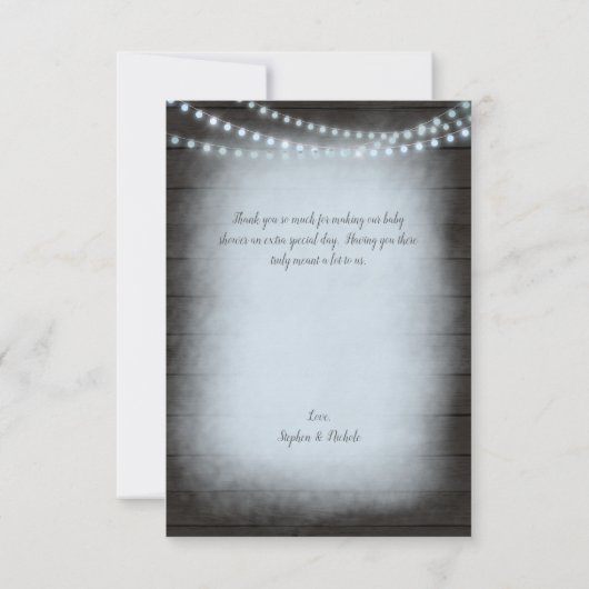 Baby shower Dank u Baby is brouwen blauw Bedankkaart (Achterkant)