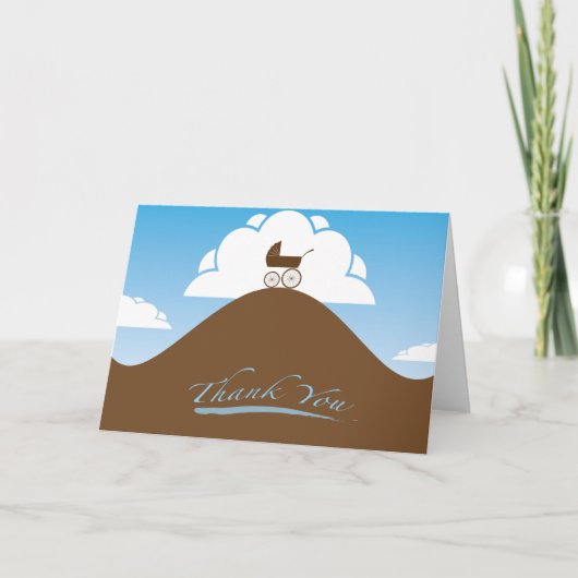 Baby shower dank u blauw bedankkaart (Voorkant)