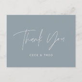 Baby shower dank u blauw elegant modern briefkaart (Voorkant)