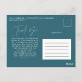 Baby shower dank u blauwgroen blauw elegant modern briefkaart (Achterkant)