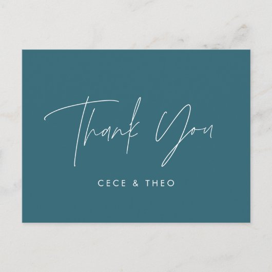 Baby shower dank u blauwgroen blauw elegant modern briefkaart (Voorkant)