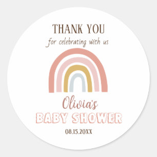 Baby shower Dank u Boho Rainbow Ronde Sticker