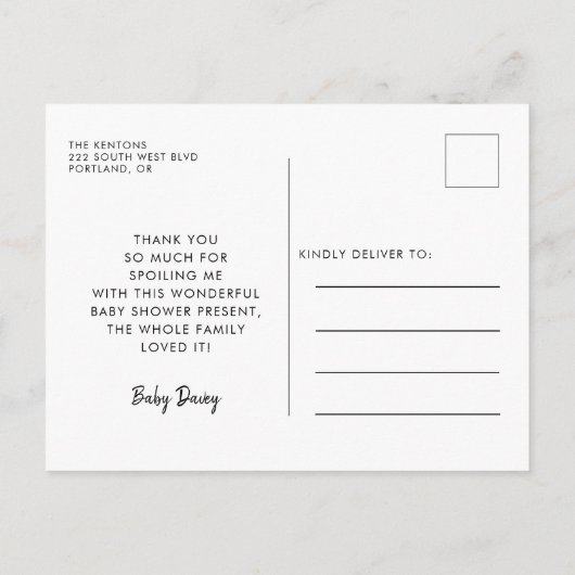 Baby shower dank u briefkaart (Achterkant)