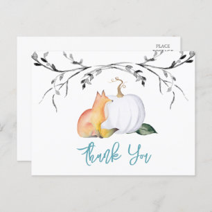 Baby shower Dank u Briefkaart Pumpkin & Fox