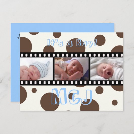 Baby shower Dank u briefkaarten nemen uw foto's op (Voorkant / Achterkant)