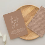 Baby shower dank u bruin elegant modern kaart<br><div class="desc">Baby shower script modern natuurlijk bruin elegant feest dank u briefkaart ontwerp. Ideaal genderneutraal ontwerp</div>