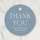 Baby shower dank u Chambray Blue Bedankjes Labels (Voorkant)