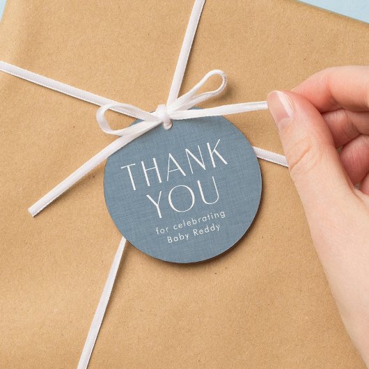 Baby shower dank u Chambray Blue Bedankjes Labels