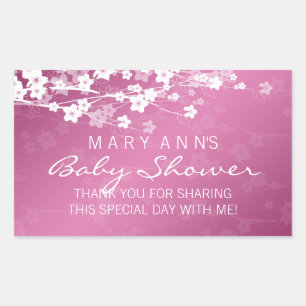 Baby shower Dank u Cherry Blossom Pink Rechthoekige Sticker