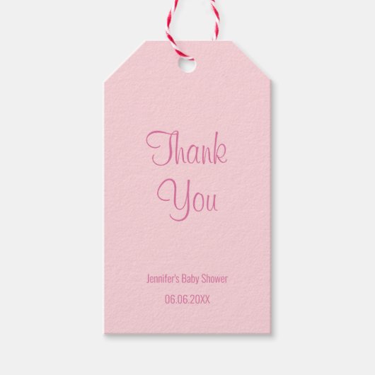 Baby shower dank u chique blush roze eenvoudig cadeaulabel (Voorkant)
