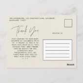 Baby shower dank u crèmeneutraal elegant modern briefkaart (Achterkant)