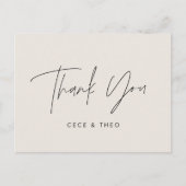 Baby shower dank u crèmeneutraal elegant modern briefkaart (Voorkant)