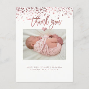 Baby shower Dank u / Dazzled Faux Roos Gold Briefkaart