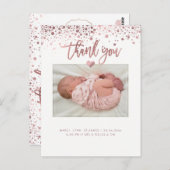 Baby shower Dank u / Dazzled Faux Roos Gold Briefkaart (Voorkant / Achterkant)