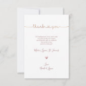 Baby shower Dank u Faux Roos Gold Love Script Bedankkaart (Achterkant)