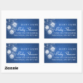 Baby shower Dank u Feestelijke Baubles Blauw Rechthoekige Sticker (Vel)