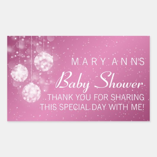 Baby shower Dank u Feestelijke Baubles Roze Rechthoekige Sticker (Voorkant)