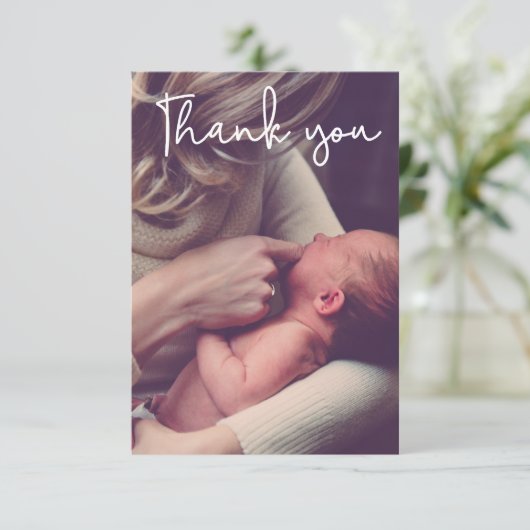 Baby shower Dank u Foto Geboorte Aankondiging (Staand voorkant)