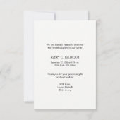 Baby shower Dank u Foto Geboorte Aankondiging (Achterkant)