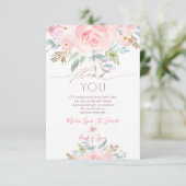 Baby shower Dank u Geboorte Blush Rozen Bedankkaart (Staand voorkant)
