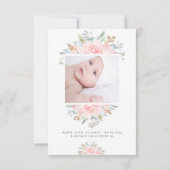 Baby shower Dank u Geboorte Blush Rozen Bedankkaart (Achterkant)