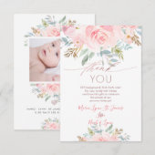 Baby shower Dank u Geboorte Blush Rozen Bedankkaart (Voorkant / Achterkant)