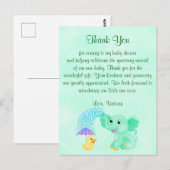 Baby shower Dank u genderneutrale olifant Briefkaart (Voorkant / Achterkant)