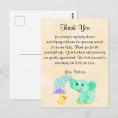 Baby shower Dank u genderneutrale olifant Briefkaart (Voorkant / Achterkant)