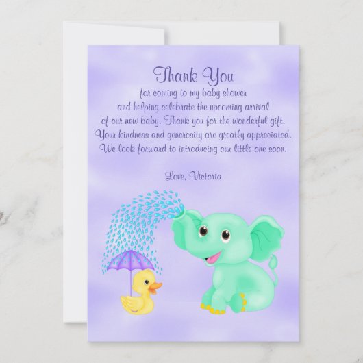 Baby shower Dank u genderneutrale olifant Kaart (Voorkant)