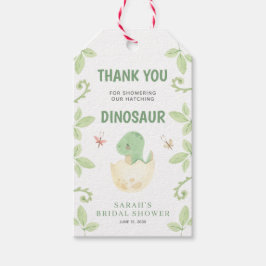 Baby shower Dank u geslachtsneutrale dinosaurus Cadeaulabel