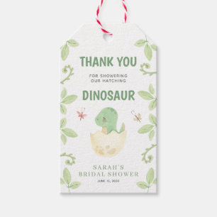 Baby shower Dank u geslachtsneutrale dinosaurus Cadeaulabel