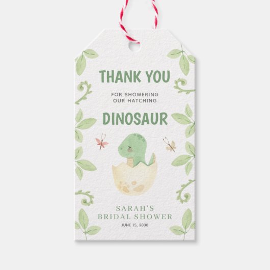 Baby shower Dank u geslachtsneutrale dinosaurus Cadeaulabel (Voorkant)