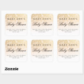 Baby shower Dank u Gold Bokeh Sparkle Lights Vierkante Sticker (Vel)